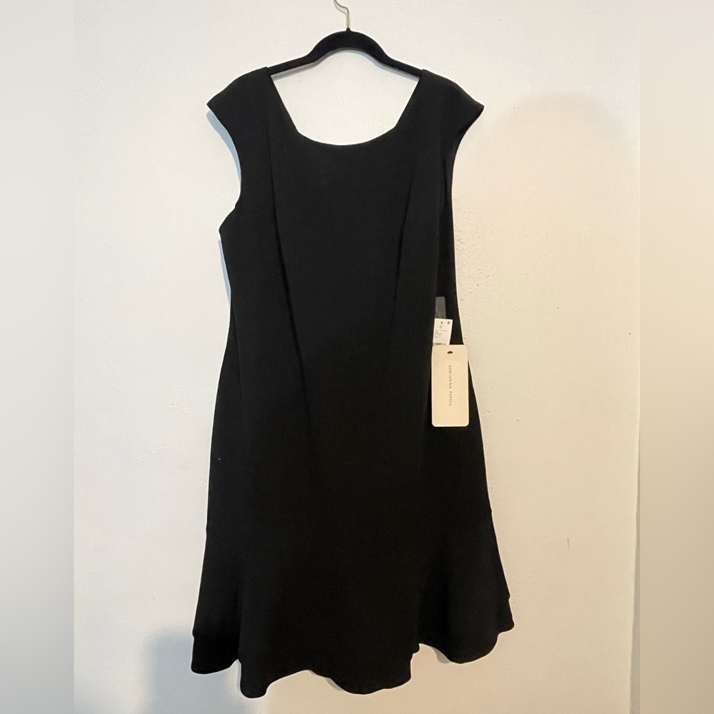 Adrianna Papell Size 18 NWT Black Midi Plus size Dress Cocktail Work Sleeveless - Picture 8 of 8
